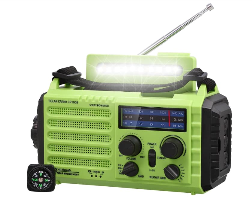 Météo d'urgence Radio Am / fm 3-en-1 Manivelle Lampes de poche Purificateur  d'eau Portable Survival Hand Camping Kit