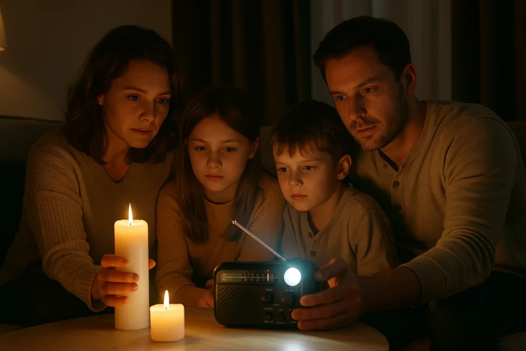 Moment de calme en famille éclairé par des bougies