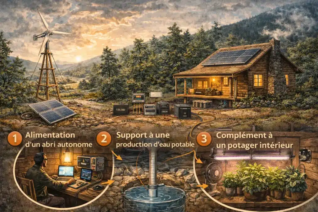 Systèmes énergie éolienne pour survie Exemple d'utilisation d'énergie éolienne à domicile