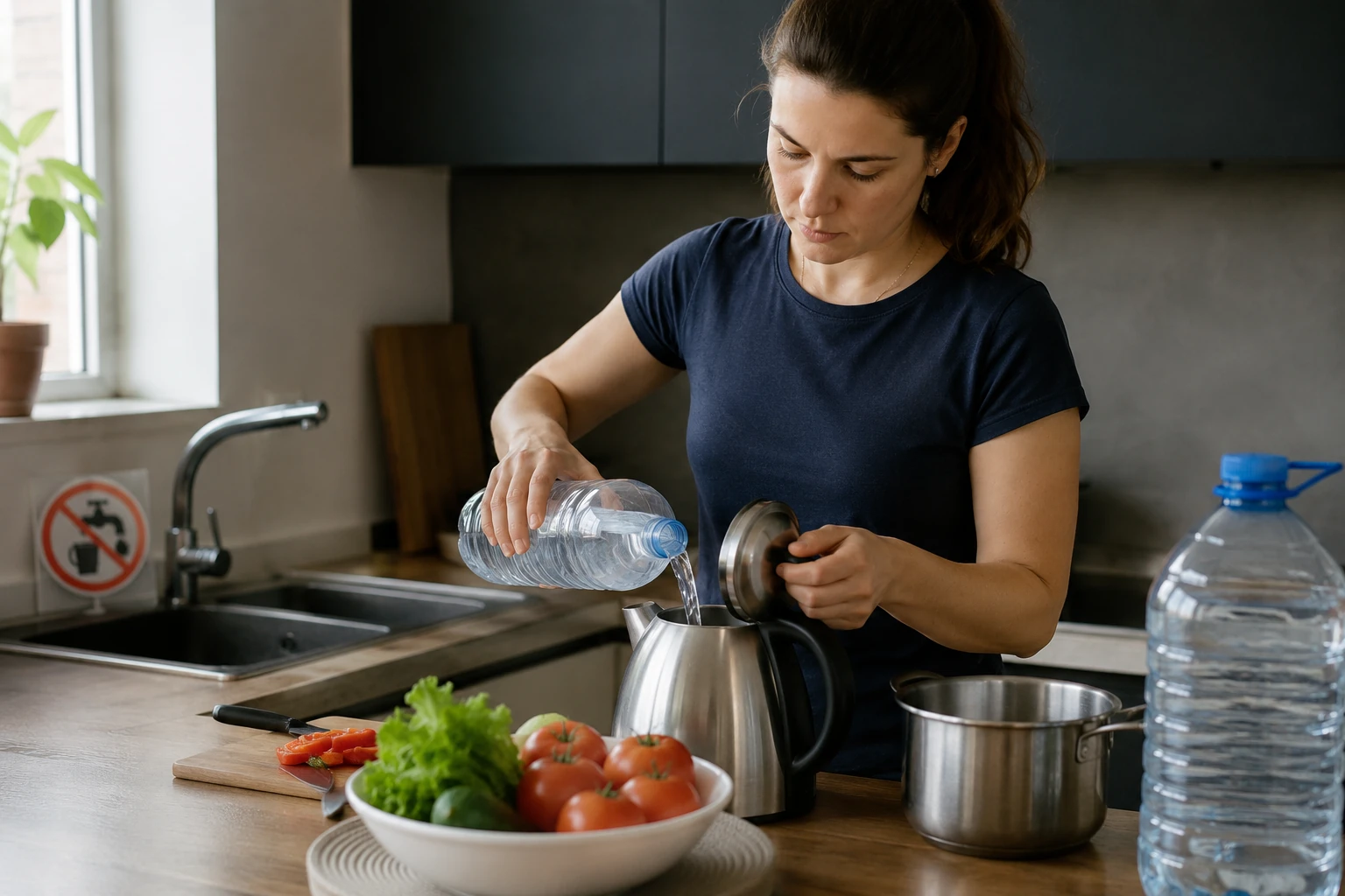 Une femme fait bouillir de l'eau pour la purifier