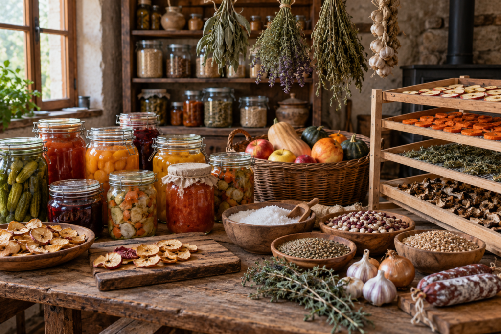 Un stock d'aliments pour survivaliste